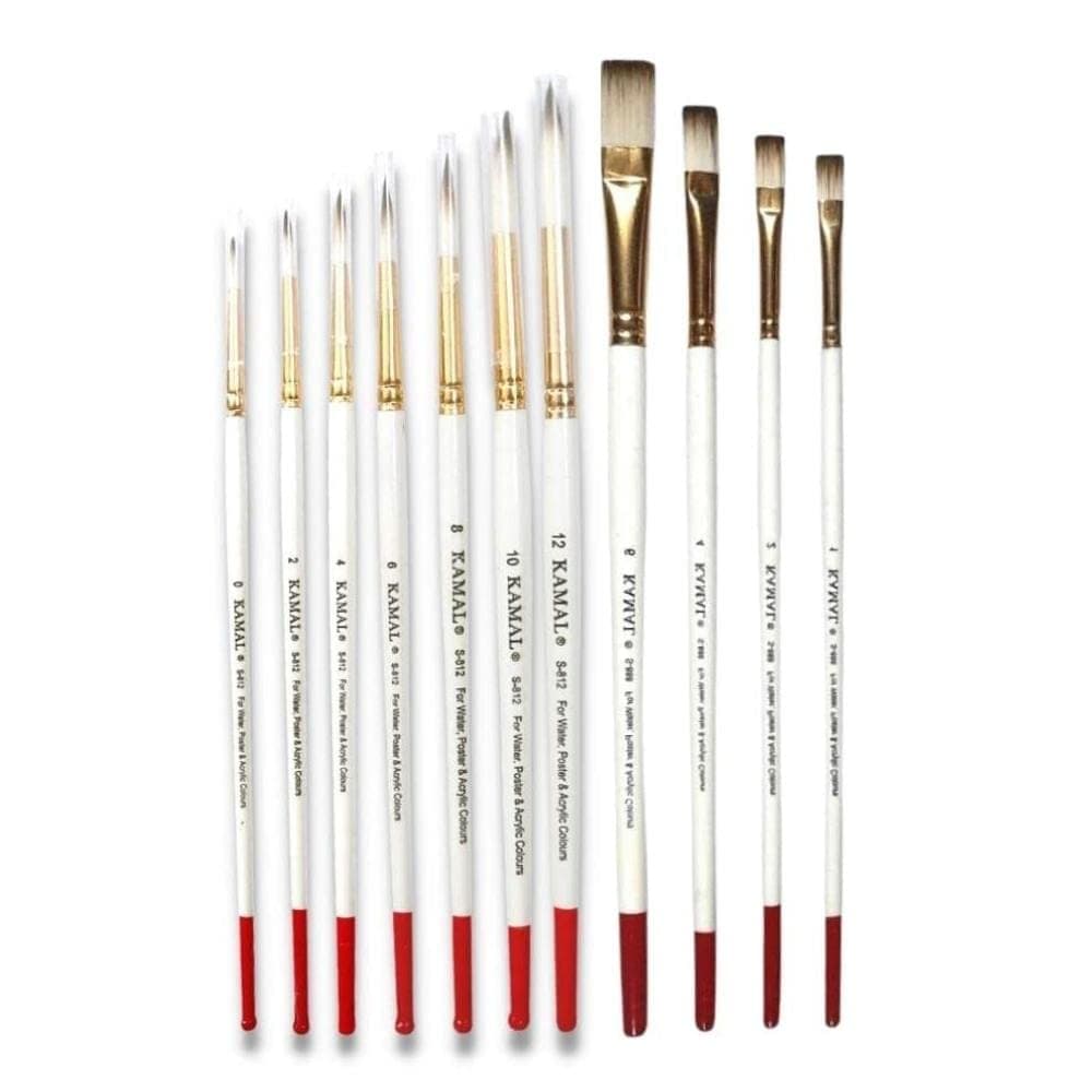 Round & Flat Combo — 11 pcs · White-Brown