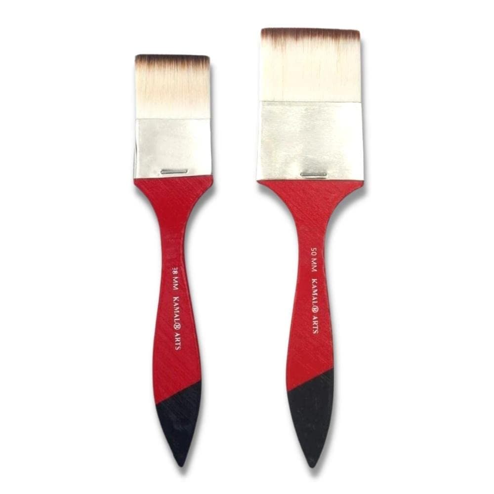 Flat Wash Brush — 2 pcs · Synthetic · White-Brown