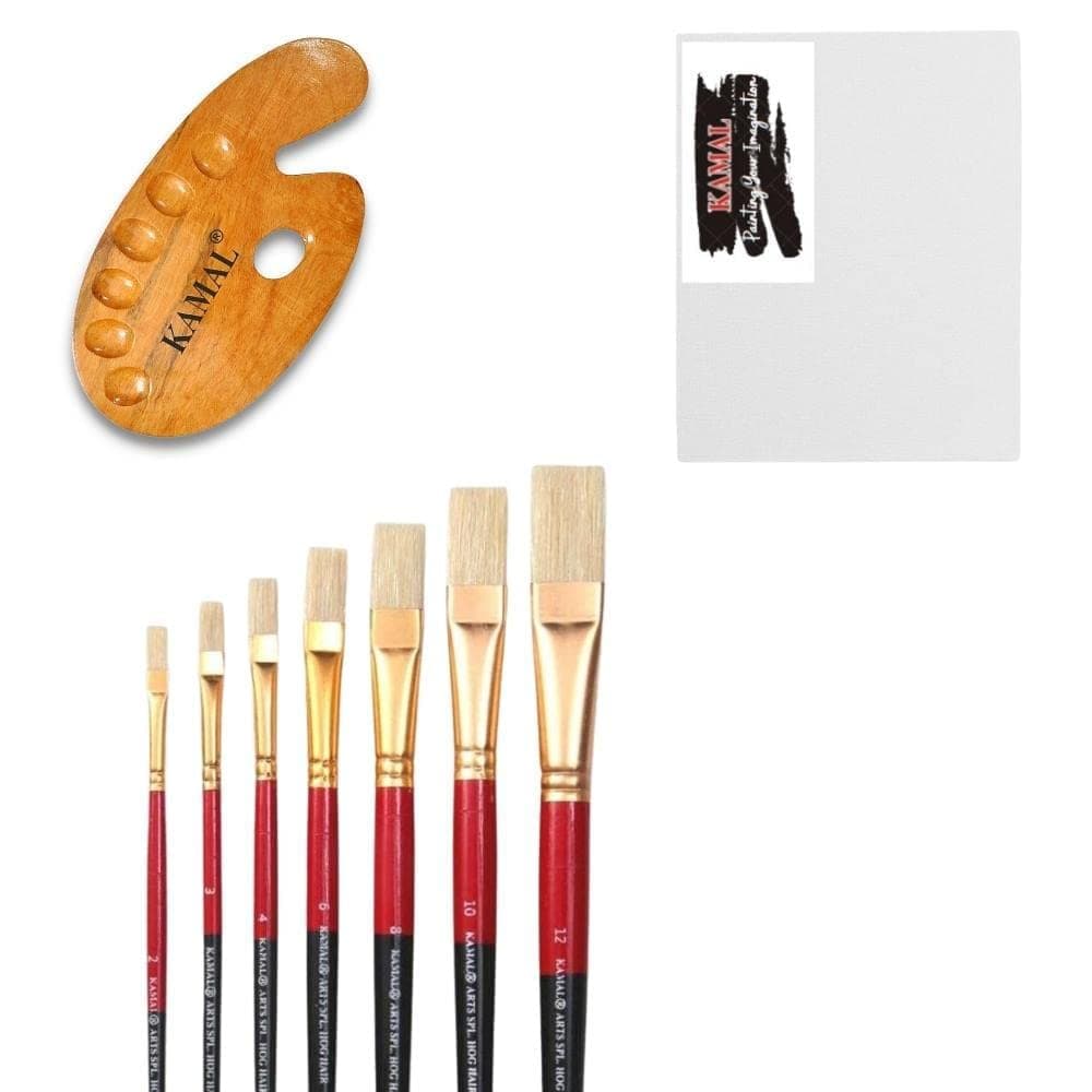 Flat Wash Brush — 7 pcs · Hog Hair with Canvas