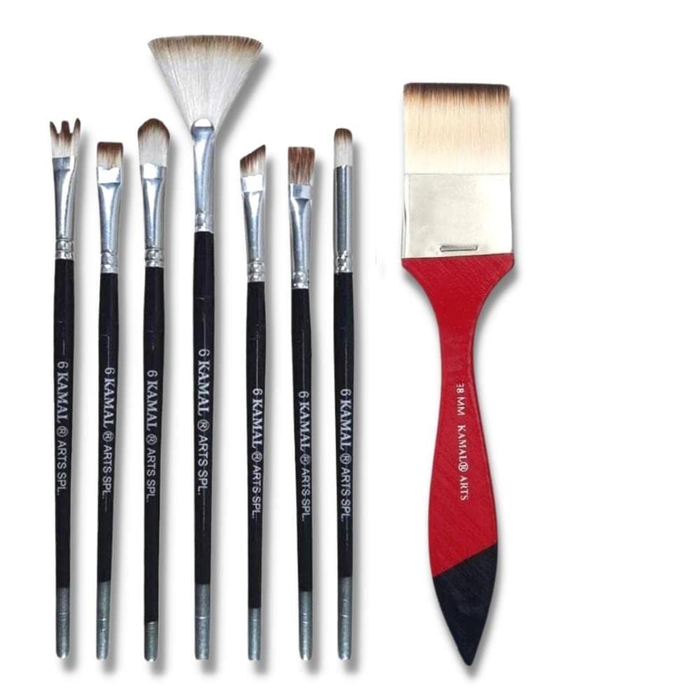 Flat Wash Brush — Combo · Taklon · White-Brown