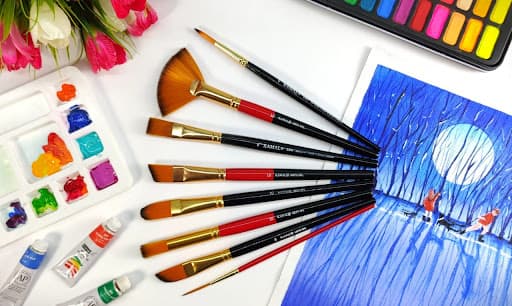 A macro photograph of a Series O brush on canvas.