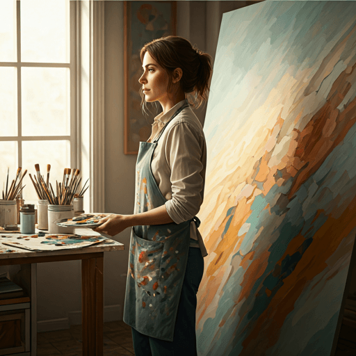 An artist photographed in the workshop.
