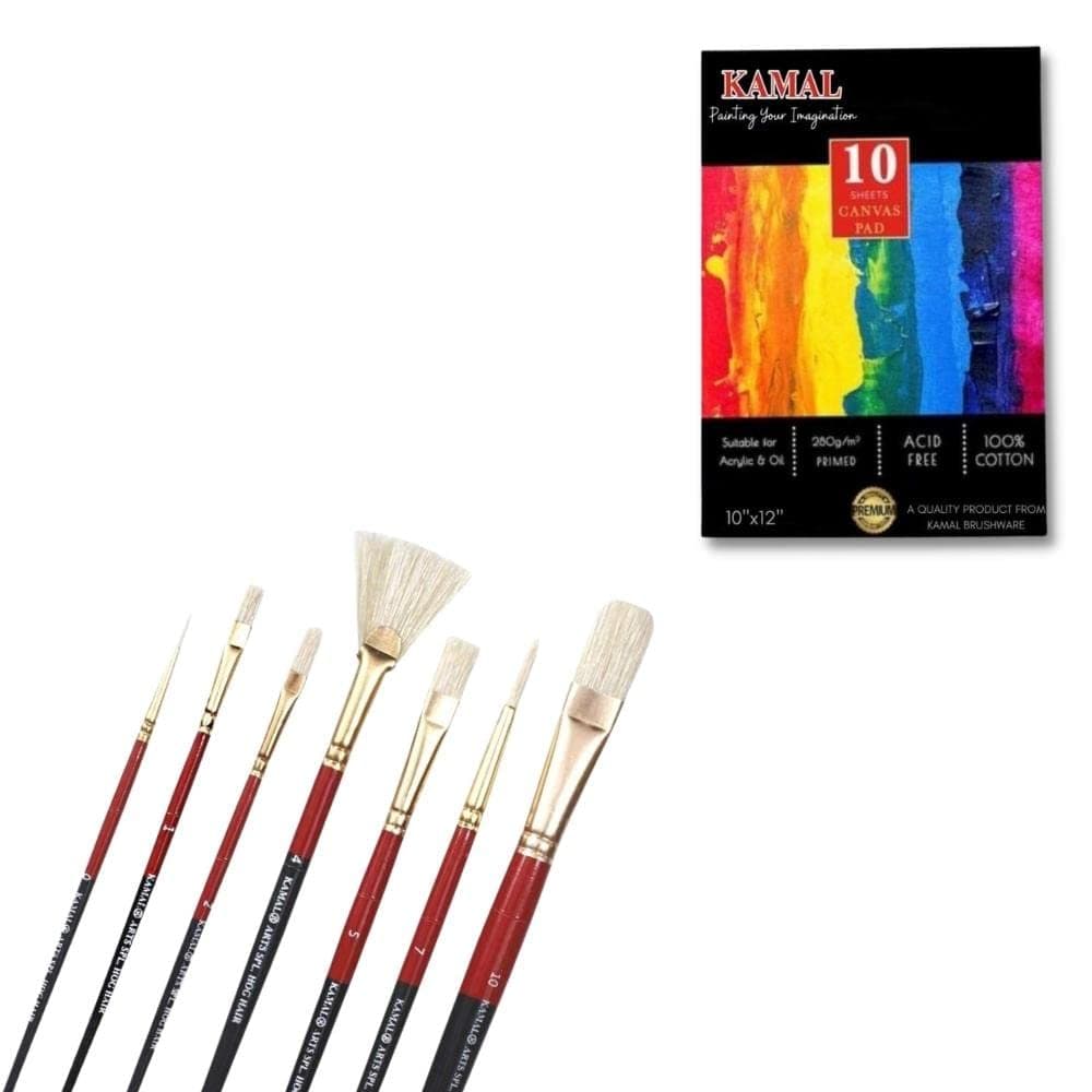 Mix Brush Set — 7 pcs · Combo · Hog Hair with Canvas