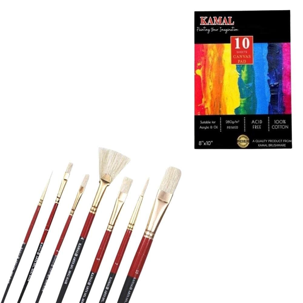 Mix Brush Set — 7 pcs · Combo · Hog Hair with Canvas