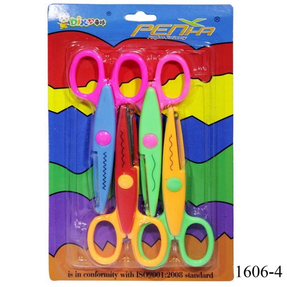 Decorative-Edge Craft Scissors — 4 pcs