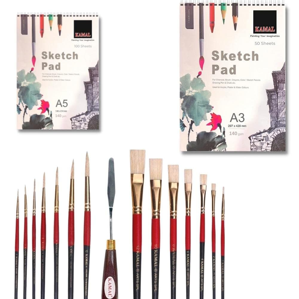 Painting Toolkit — 2 pcs · Combo · Hog Hair with Sketch Pad