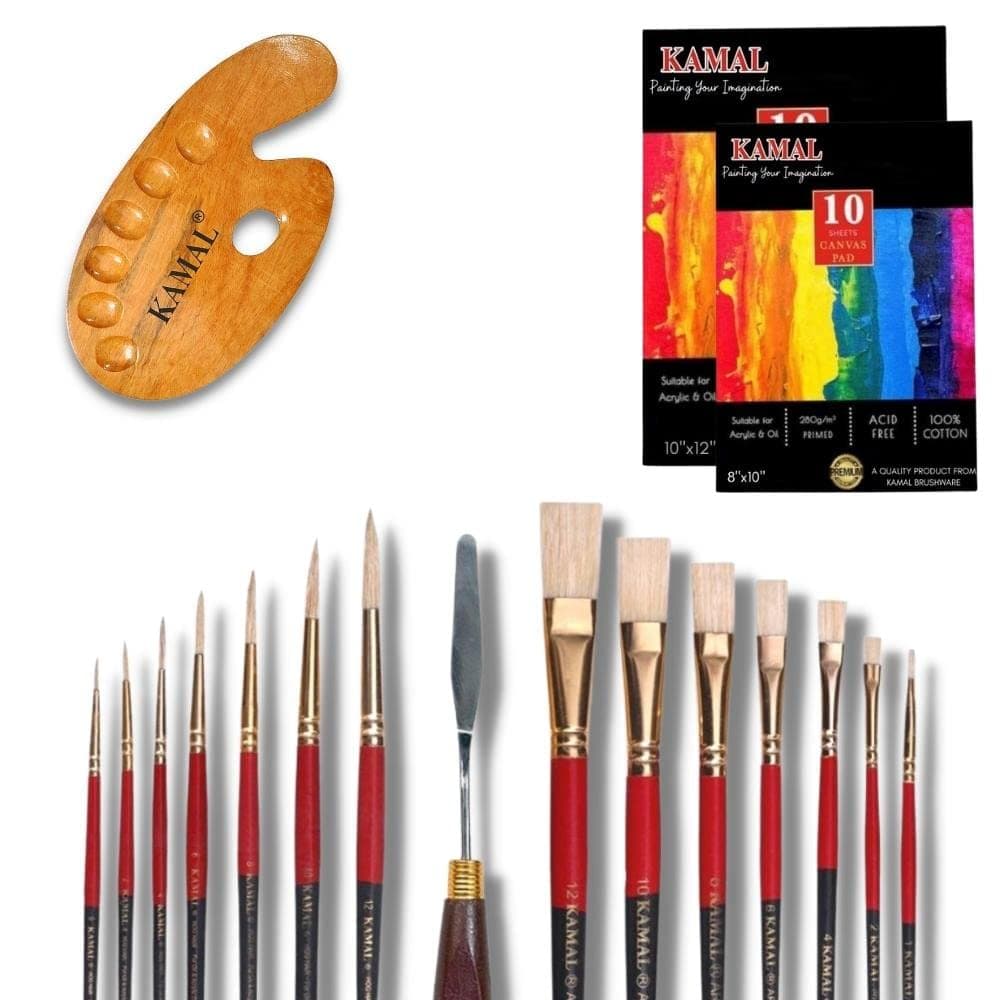 Painting Toolkit — 2 pcs · Hog Hair with Canvas