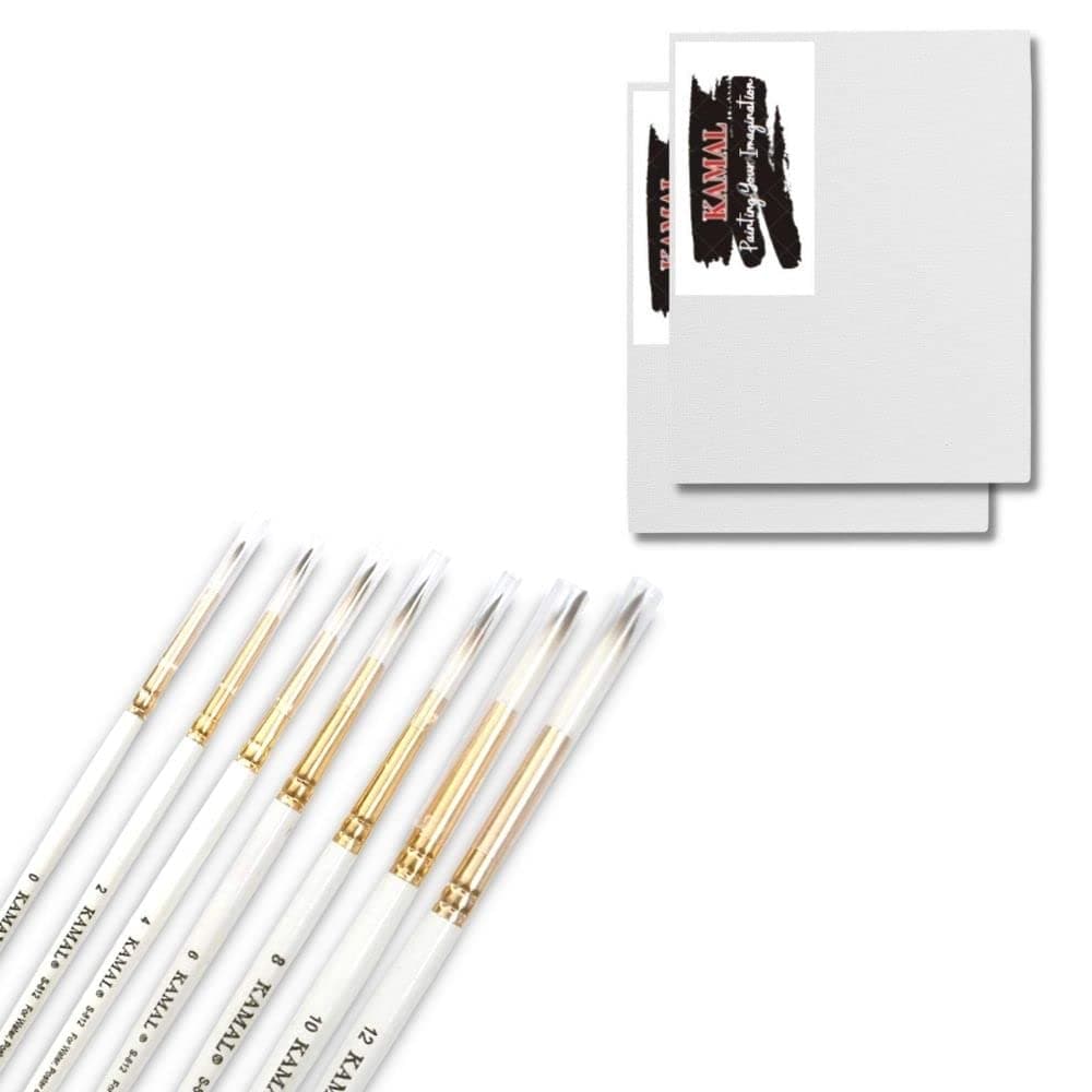 Round Brush Set — 7 pcs · Combo · Synthetic with Canvas