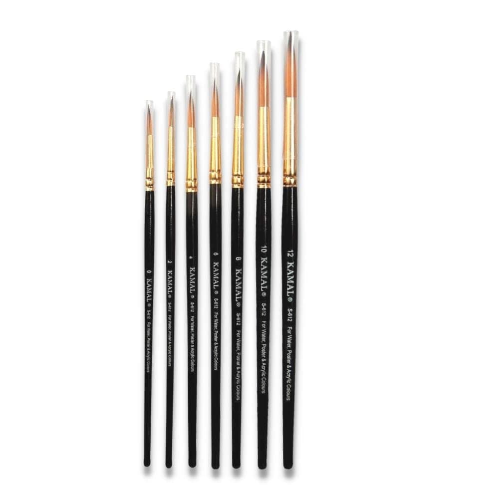 Round Brush Set — 7 pcs · Taklon · Golden-Black