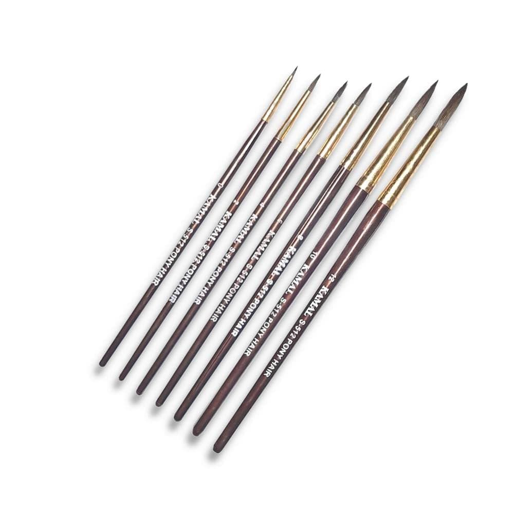 Round Pony Hair Brush Set — 7 pcs