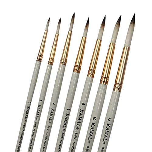 Round White-Brown Brush Set — 7 pieces