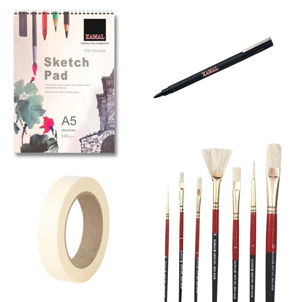 Script Liner Set — Combo · Hog Hair with Sketch Pad