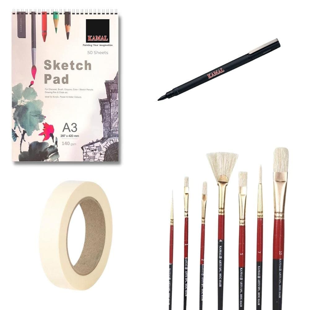 Script Liner Set — Combo · Hog Hair with Sketch Pad