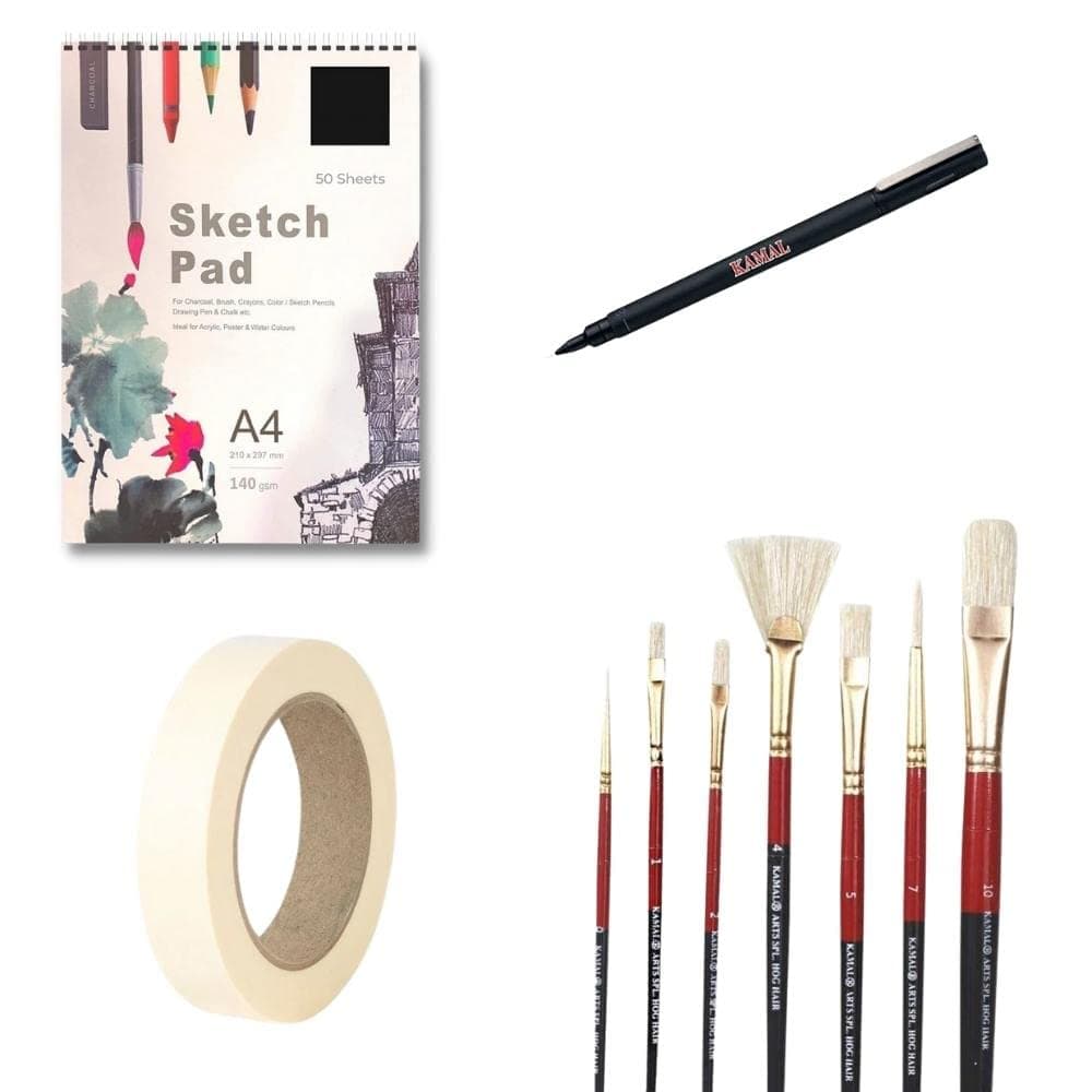 Script Liner Set — Combo · Hog Hair with Sketch Pad