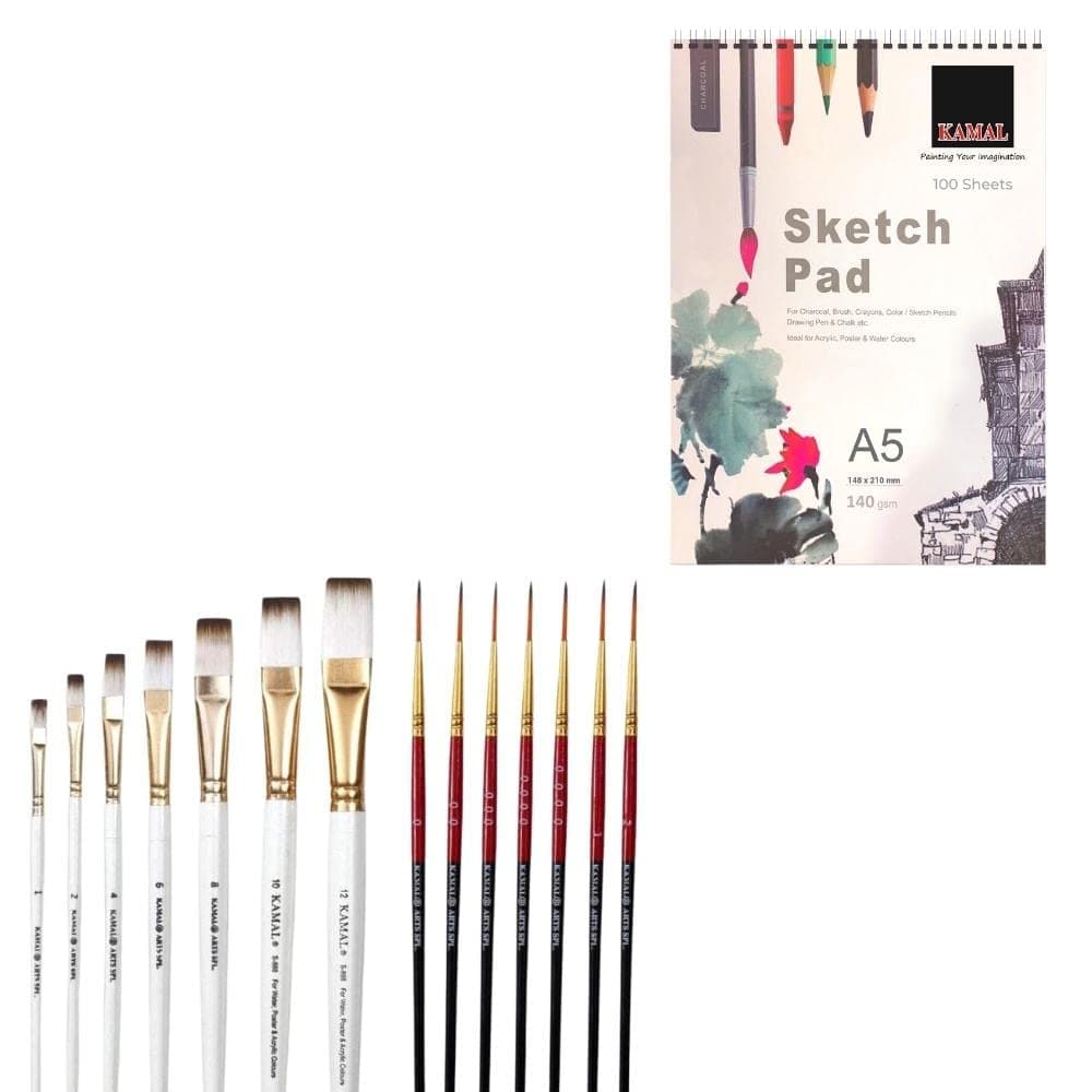 Script Liner Set — White-Brown with Sketch Pad